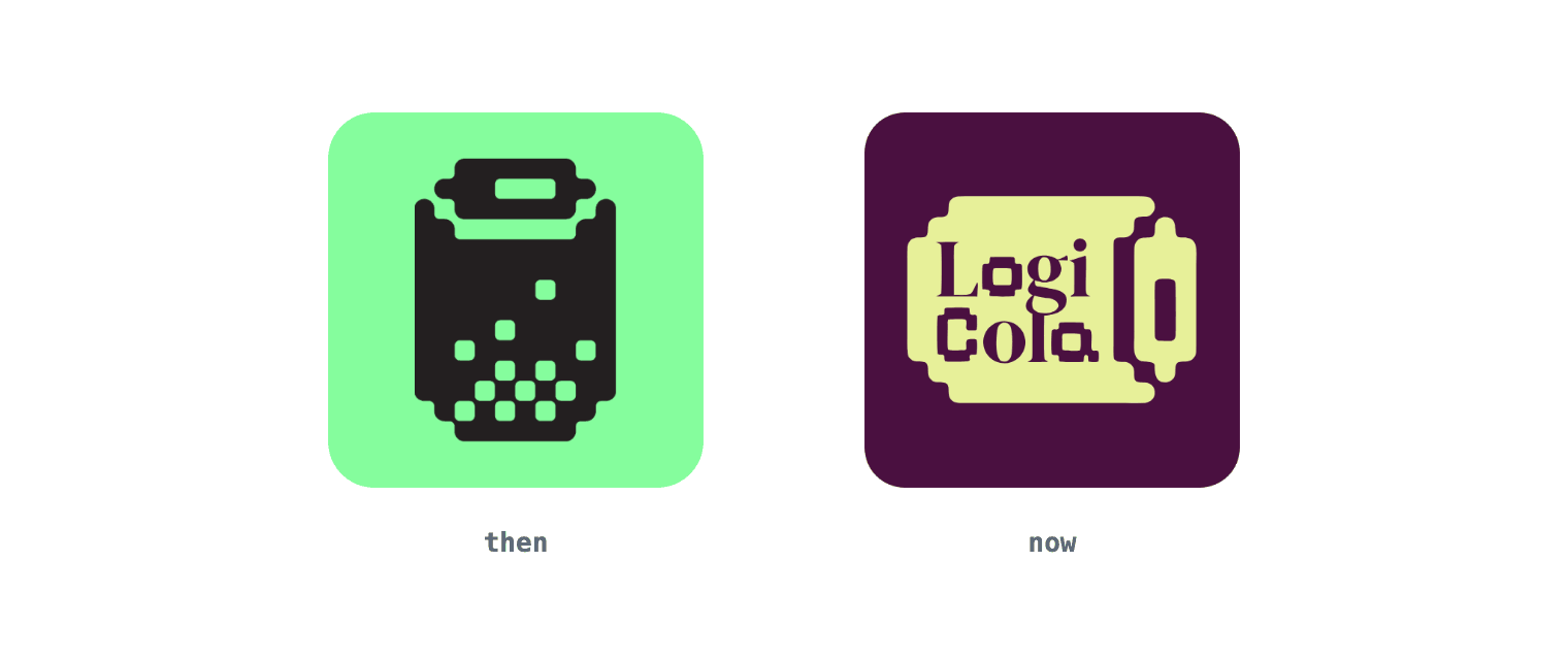 The installed app icon, before and after